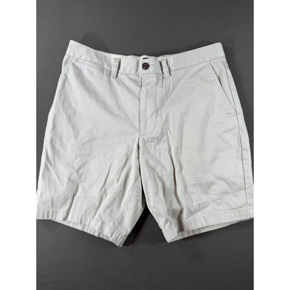 J Crew Oarsman Chino Shorts Mens Sz 32 9" Beige Flat Front Vintage Pockets
